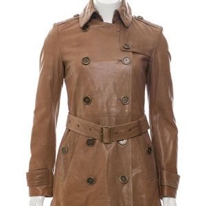 COPY - BURBERRY BRIT Leather Double-Breasted Coat US 2 XS
